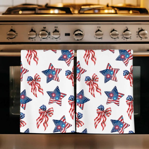 American Flag Kitchen Towels Set of 1, 250 Anniversary Freedom Veteran Day Firework Absorbent Dish Towels for Kitchen, Microfiber Hand Towel, Quick Drying Tea Towel for Cleaning Decorative Dishcloths