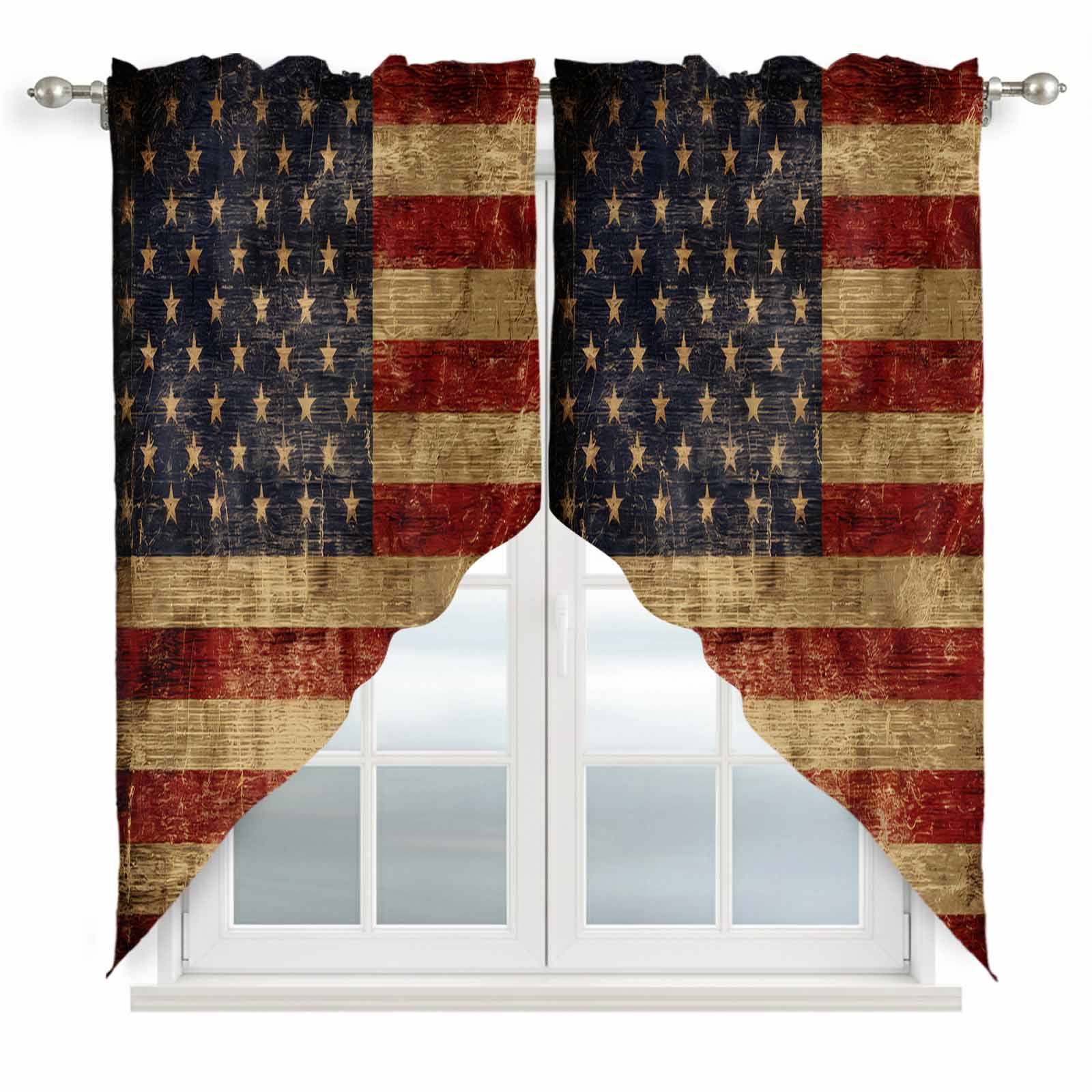 American Flag Kitchen Window Curtains, Swag Curtains Valance for ...
