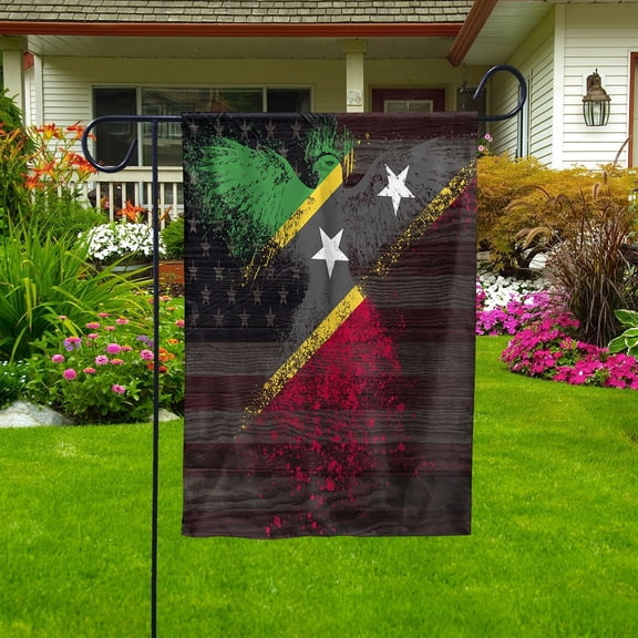 American Flag- Kittitian And Nevisian Flag Saint Kitts And Nevis US Friendship Forever July 4 Decoration Garden Flag (12x18) Double Sided-USA Flags Premium Polyester-Indoor Outdoor Flag