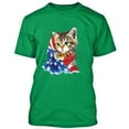 thumbnail image 1 of American Flag Kitty Man T-shirt Funny Irish Green Tee 3X-Large, 1 of 2