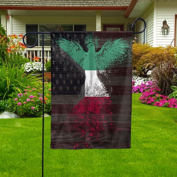 American Flag- Kuwaiti Flag Kuwait US Friendship Forever July 4 Decoration Garden Flag, Double-Sided Decorative Outdoor Flag, Patriotic Polyester Yard Flag 12 x 18 in