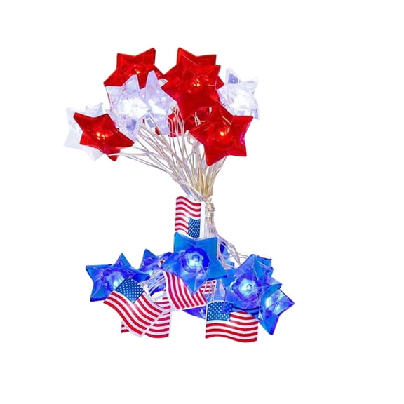 American Flag LED Copper Wire String Lights USB Powered 8 Modes Fairy Lights for Fourth of July Decor