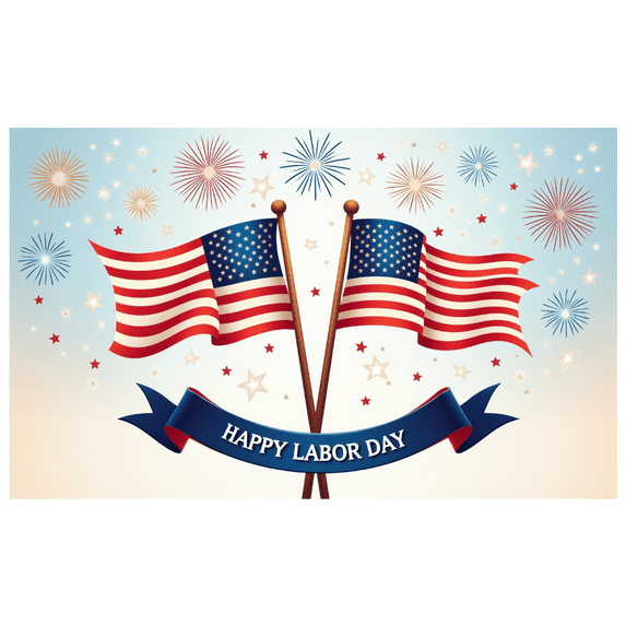 American Flag Labor Day Banner Stars United States Patriotic Decoration Fireworks Celebration for National Holiday Outdoor Indoor Event