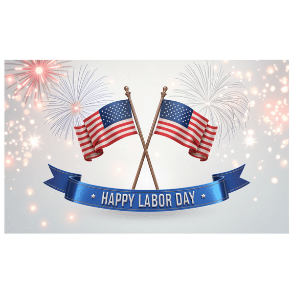 American Flag Labor Day Banner Stars United States Patriotic Decoration Fireworks Celebration for National Holiday Outdoor Indoor Event