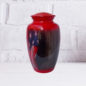American Flag Large Adult Cremation Urn for Human Ashes With Velvet Bag