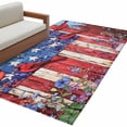 thumbnail image 1 of American Flag Large Area Rugs for Bedroom Living Room, Non Slip Carpet Bedside Rug, Red Blue Star Stripe Patriotic Floral Bird Rectangular Floor Cover Kitchen Accent Rug 4'x6' for Dining Room/Office, 1 of 9