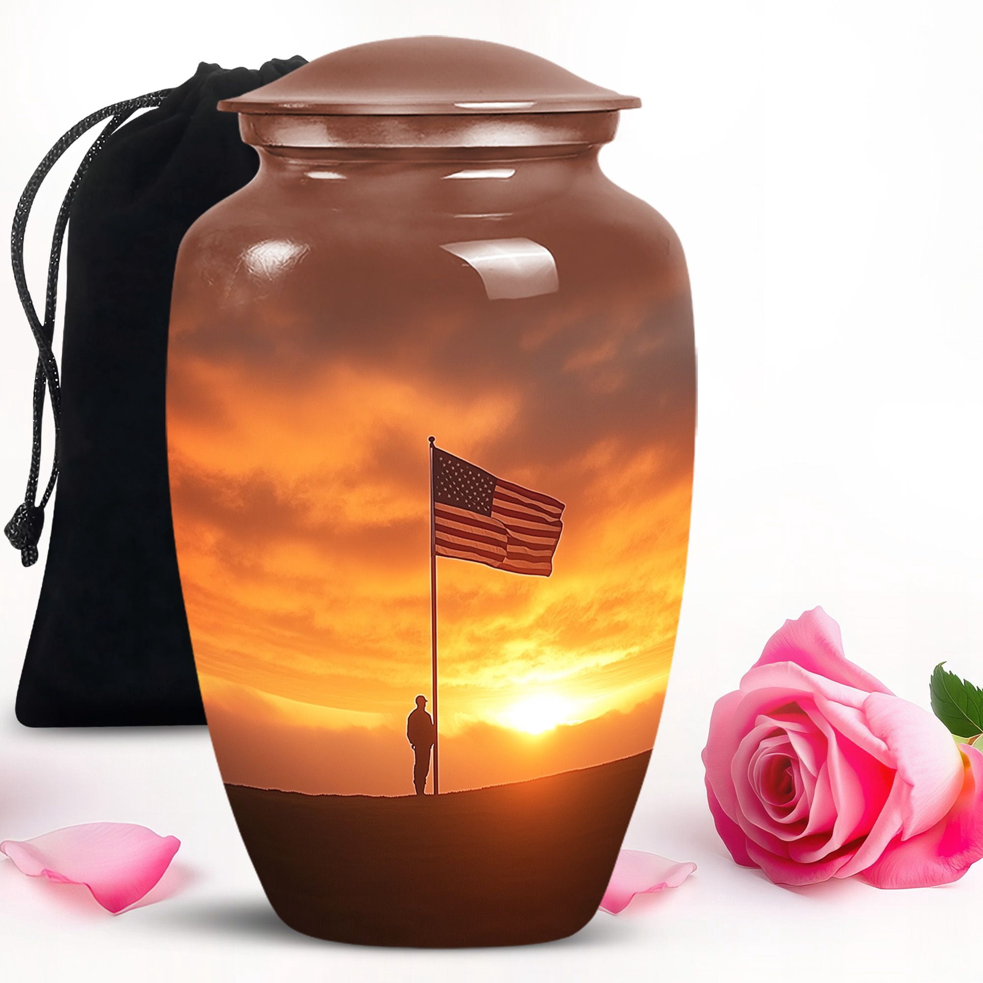 Jungle Tiger Memorial Urn For Adult Ashes - 10 Inch Aluminum Urn With Screw Top Lid, Holds 200 Cubic Inches