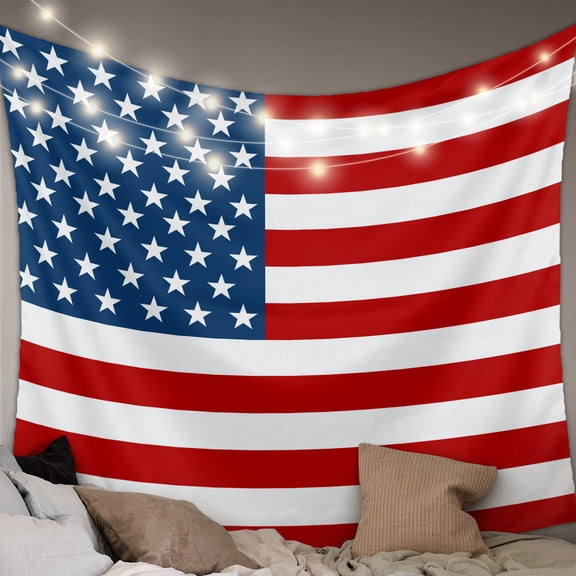 American Flag Large Tapestry for Bedroom Wall Hanging Tapestry, Blue Red USA Flag Ceiling Backdrop Tapestries Poster Blanket Wall Decor for Teens Room Living Room Dorm 85" x 90"