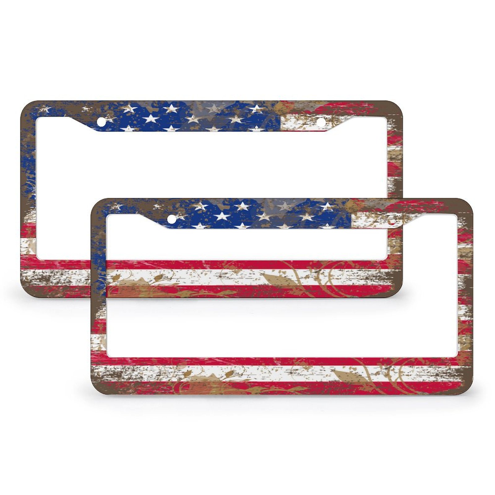 American Flag License Plate Frame 2 Pack License Plate Frames Holder Covers, Car Decorative