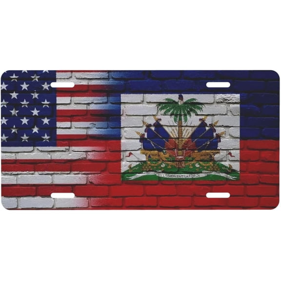 American Flag License Plate - Patriotic USA Freedom Stars Stripes Aluminum Car Tag 12x6 Inch - Waterproof Novelty Auto Accessory