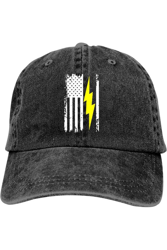 American Flag Lightning Bolt1 Baseball Cap Vintage Adjustable Washed Hats Cowboy Hats Denim Dad Hat for Men Women Boy Girl