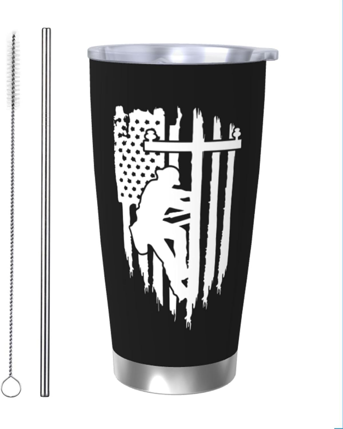 American Flag Lineman Insulated Tumblers Stainless Steel Spill