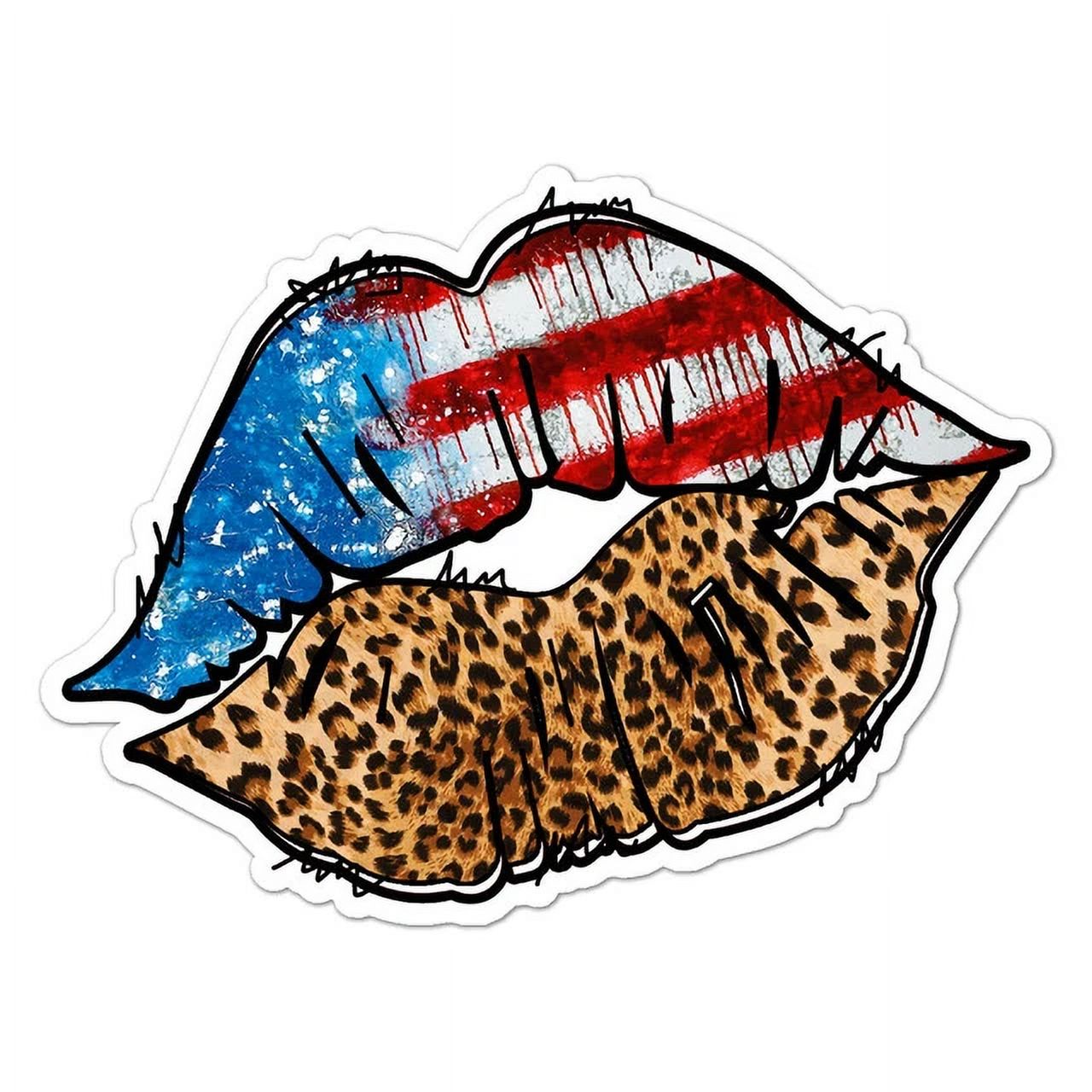 American Flag Lips Sticker Indoor Outdoor Phone Decal Water Bottle ...