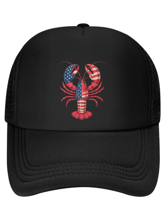 American Flag Lobster Patriotic Crawfish Season 4th of July Baseball Cap