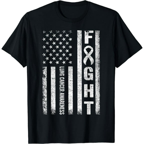American Flag Lung Cancer Awareness T-Shirt