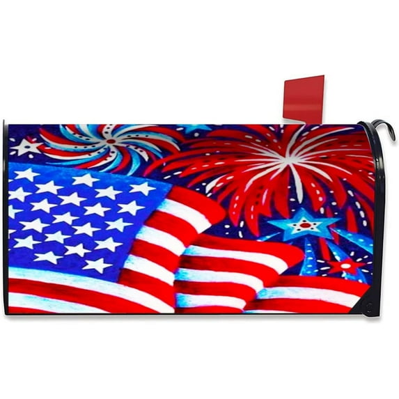 American Flag Mailbox Cover Magnetic Standard Size 18" X 21" USA Patriotic Mailbox Covers Independence Day Mailbox Covers Magnetic Mailbox Wraps Post Box Cover Decor for Outdoors