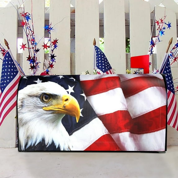 American Flag Mailbox Covers Magnetic Memorial Day Outdoor Decorations American Eagle Welcome Mailbox Wraps 4th of July Post Letter Box Cover Garden Decor Standard Size 18" X 21"