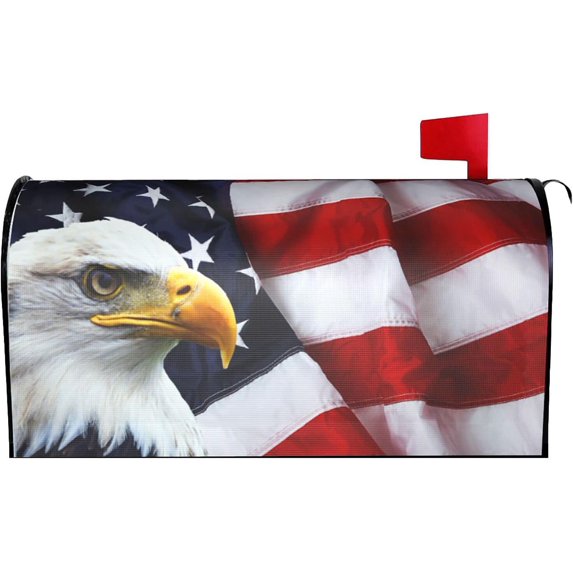 American Flag Mailbox Covers Magnetic Patriotic Eagles Mailbox Cover 21" X 18" Large Mailbox Wraps Post Letter Box Covers Garden Decorations Outdoor