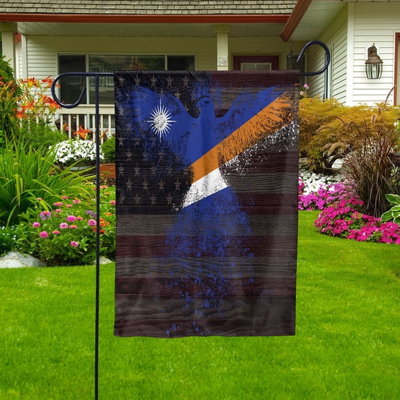 American Flag- Marshall Islander Flag Marshall Islands US Friendship Forever July 4 Decoration Garden Flag (11.5x17.5) Double Sided-USA Flags Premium Polyester-Decorative Indoor Outdoor Flag