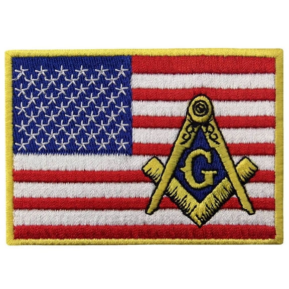 American Flag Masonic Patch Embroidered Usa Square Compass Applique Iron On Sew On Emblem