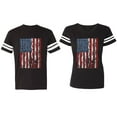 thumbnail image 1 of American Flag Matching Couple Cotton Jerseys (Men Black / Women Black) (Men M / Women L), 1 of 3
