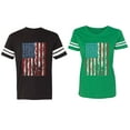 thumbnail image 1 of American Flag Matching Couple Cotton Jerseys (Men Black / Women Green) (Men XXXL / Women XXL), 1 of 3