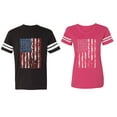 thumbnail image 1 of American Flag Matching Couple Cotton Jerseys (Men Black / Women Pink) (Men XL / Women XL), 1 of 3