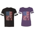 thumbnail image 1 of American Flag Matching Couple Cotton Jerseys (Men Black / Women Purple) (Men M / Women S), 1 of 3