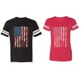 thumbnail image 1 of American Flag Matching Couple Cotton Jerseys (Men Black / Women Red) (Men XL / Women M), 1 of 3
