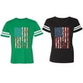 thumbnail image 1 of American Flag Matching Couple Cotton Jerseys (Men Green / Women Black) (Men M / Women M), 1 of 3