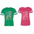 thumbnail image 1 of American Flag Matching Couple Cotton Jerseys (Men Green / Women Pink) (Men XL / Women M), 1 of 3
