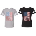 thumbnail image 1 of American Flag Matching Couple Cotton Jerseys (Men Heather / Women Black) (Men S / Women XXL), 1 of 3
