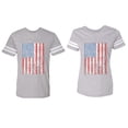 thumbnail image 1 of American Flag Matching Couple Cotton Jerseys (Men Heather / Women Heather) (Men M / Women XL), 1 of 3