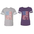 thumbnail image 1 of American Flag Matching Couple Cotton Jerseys (Men Heather / Women Purple) (Men L / Women S), 1 of 3