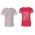 thumbnail image 1 of American Flag Matching Couple Cotton Jerseys (Men Heather / Women Red) (Men XL / Women XL), 1 of 3