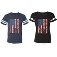 thumbnail image 1 of American Flag Matching Couple Cotton Jerseys (Men Navy / Women Black) (Men XL / Women XXL), 1 of 3