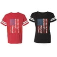 thumbnail image 1 of American Flag Matching Couple Cotton Jerseys (Men Red / Women Black) (Men M / Women XXL), 1 of 3