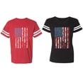 thumbnail image 1 of American Flag Matching Couple Cotton Jerseys (Men Red / Women Black) (Men XL / Women XXL), 1 of 3