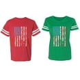 thumbnail image 1 of American Flag Matching Couple Cotton Jerseys (Men Red / Women Green) (Men S / Women XL), 1 of 3