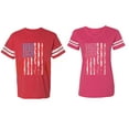 thumbnail image 1 of American Flag Matching Couple Cotton Jerseys (Men Red / Women Pink) (Men XL / Women S), 1 of 3