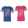 thumbnail image 1 of American Flag Matching Couple Cotton Jerseys (Men Royal / Women Pink) (Men XL / Women XL), 1 of 3