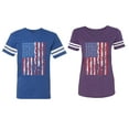 thumbnail image 1 of American Flag Matching Couple Cotton Jerseys (Men Royal / Women Purple) (Men M / Women L), 1 of 3