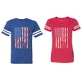 thumbnail image 1 of American Flag Matching Couple Cotton Jerseys (Men Royal / Women Red) (Men XL / Women M), 1 of 3