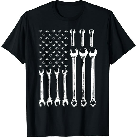 American Flag Mechanic Patriotic Wrench Repairman Men Gifts T-Shirt