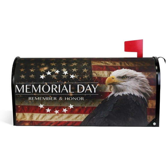 American Flag Memorial Day 4th of July Magnetic Mailbox Cover MailWraps Garden Yard Home Decor for Outside Standard Size-18"x 20.8"