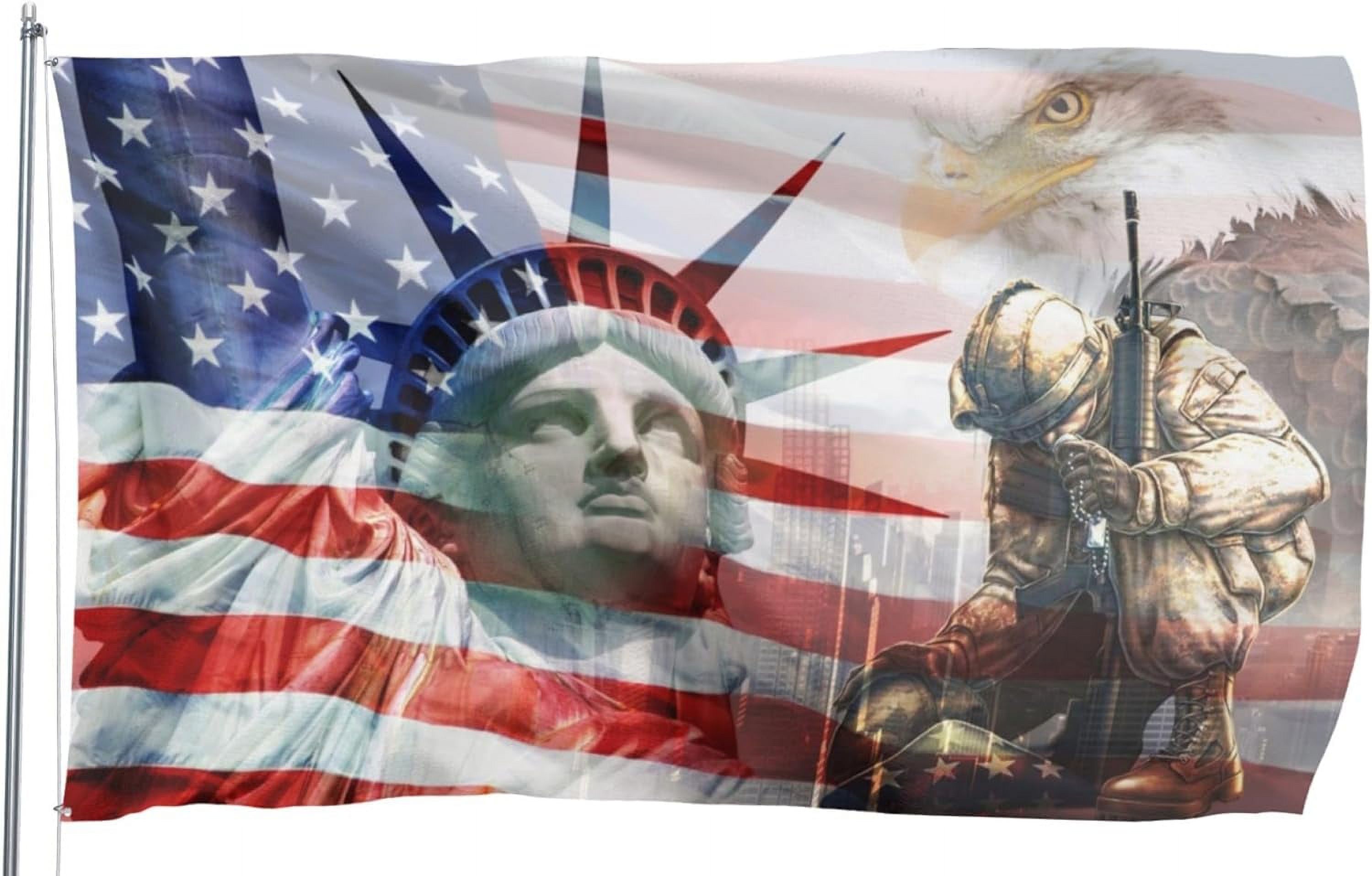 American Flag Memorial Day Flag Vintage Banner Bald Eagle Usa Flag