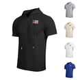 thumbnail image 1 of American Flag Men's Henley Hoodie 4th of July Independence Day Short Sleeve Patriotic Top Waffle Knit Texture Quick Dry Muscle Fit Summer Pullover Lightweight Soft Shirt, 1 of 5