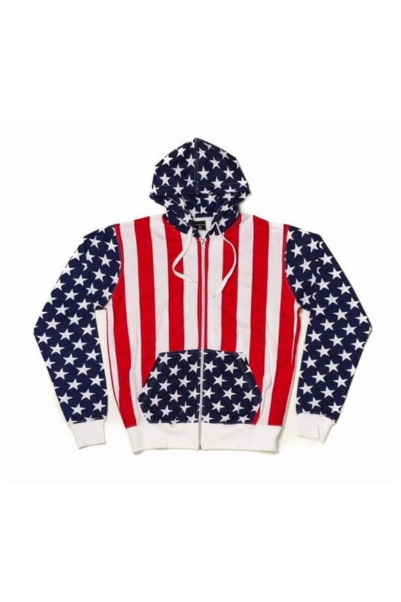American Flag Men's Long Sleeve Zip-Up Hoodie Jacket - 155119