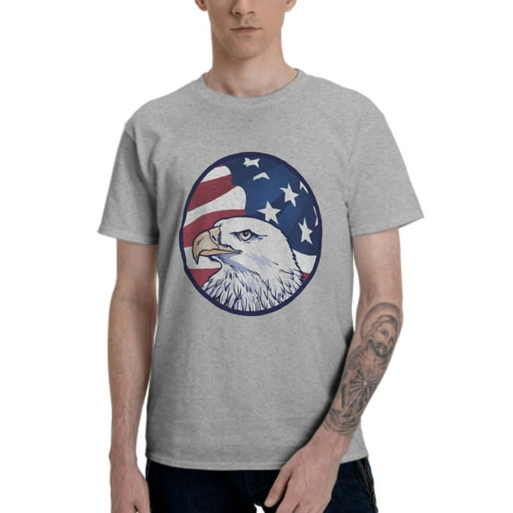 American Flag Men's T-Shirt Cotton 100% Summer Tops Fashion Casual Eagle Short Sleeves for Men Women Round Collar Top Tees