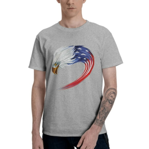 American Flag Men's T-Shirt Cotton 100% Summer Tops Fashion Casual Eagle Short Sleeves for Men Women Round Collar Top Tees